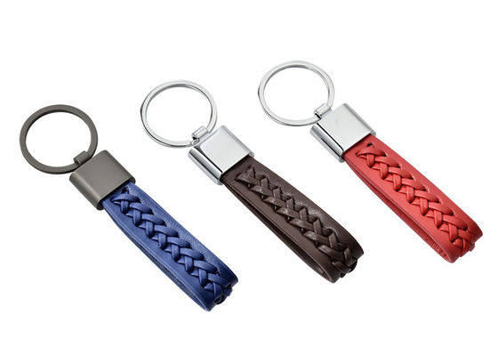 亜鉛合金PUの革キー ホルダーの編まれた締縄編みこみのロープKeychain