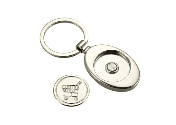長円のトロリー トークン買物をする車の硬貨はKeychainのホールダーのキーホルダーに金属をかぶせる
