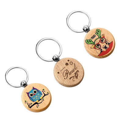 名前の個人化された木のKeychainsは円形の昇華キーホルダーをカスタマイズした