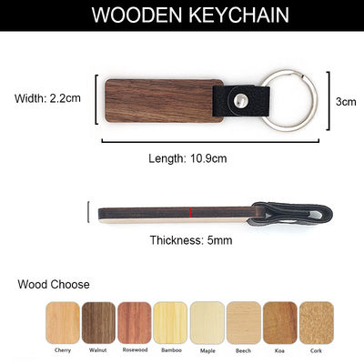 Keychainsのカスタマイズ可能な革木製の彫版-クルミのブナの森