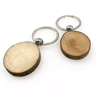 友好的で、無作法な自然なEcoを刻む手作りされた簡単な円形木Keychain
