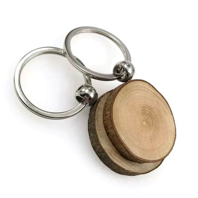 友好的で、無作法な自然なEcoを刻む手作りされた簡単な円形木Keychain