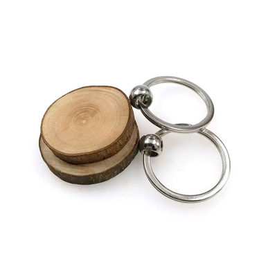 友好的で、無作法な自然なEcoを刻む手作りされた簡単な円形木Keychain