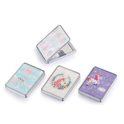 折りたたみ可能な丸い双面型コンパクト化粧品 ポケットミラー 1X/2X増幅