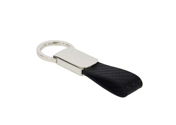 革キー ホルダーがPUに金属をかぶせるカーボン繊維は革Keychainのスナップのホックを編んだ