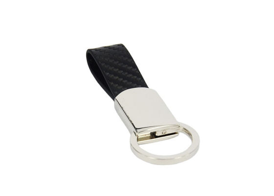 革キー ホルダーがPUに金属をかぶせるカーボン繊維は革Keychainのスナップのホックを編んだ