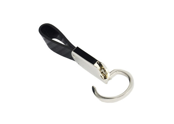 革キー ホルダーがPUに金属をかぶせるカーボン繊維は革Keychainのスナップのホックを編んだ