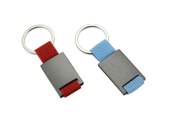 長方形はKeychainのホールダー レーザーの彫版のキャンバスの記念品のギフトに金属をかぶせる
