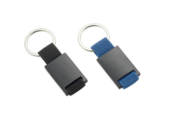 長方形はKeychainのホールダー レーザーの彫版のキャンバスの記念品のギフトに金属をかぶせる