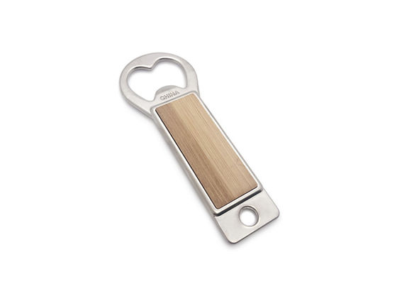 個人化された長方形のKeychainの金属の栓抜きの木のエポキシの半球形に作るロゴ