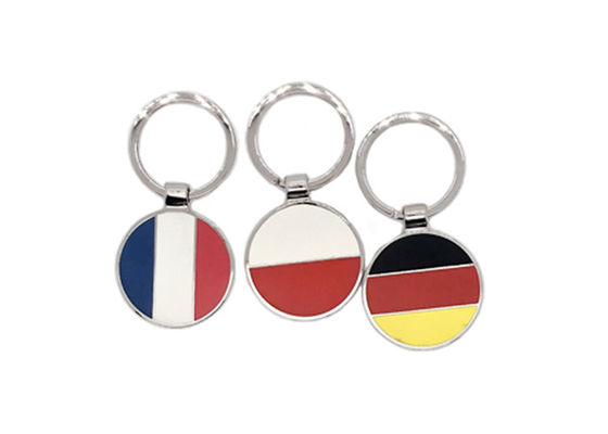 お買い得 国旗の紫外線印刷のロゴを刻む円形の金属のKeychainレーザー オンライン