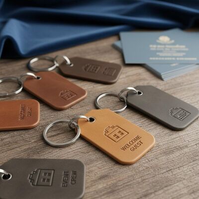 お買い得 キーチェンホルダー レザーキータグ パーソナライズされたレザーキータグ ホスピタリティ業界やイベントプランナーに適しています オンライン